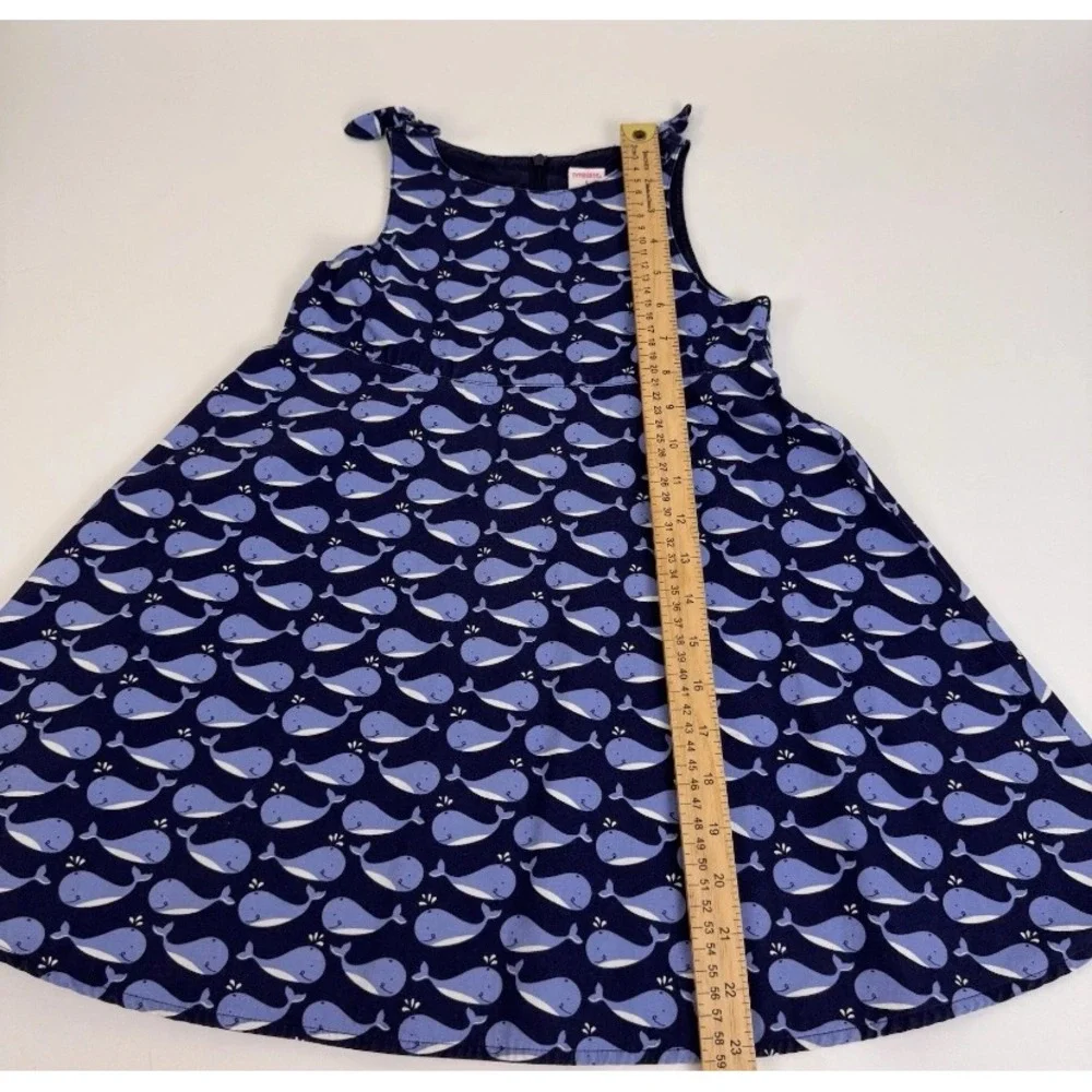 Gymboree Whale Print Dress Girls Size 5 Navy Blue Cotton Sleeveless Vintage 2003